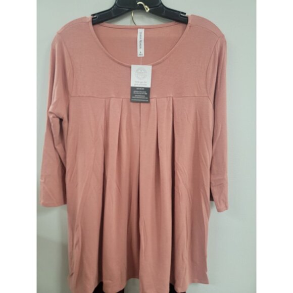 Zenana Premium Womens Blush Pink Pleated Tunic Top M - Picture 2 of 4